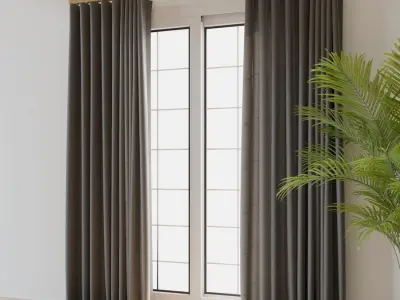  Ripple Fold Partly Open Curtains Model, Gray 