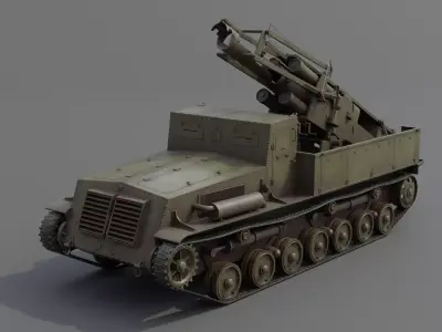Type 4 Ha To Self-Propelled Mortar Low-poly 3D model