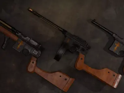Steampunk Holy Mauser C96  Modular Weapon  Low-poly 3D model
