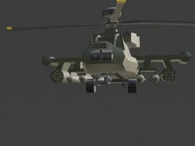 Ah-64 With Ringing animation Low-poly 3D model