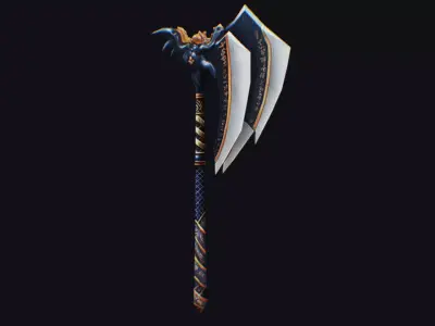 Axe Twohanded Large Weapon Cutting Fantasy Melee Hatchet  Low-poly 3D model