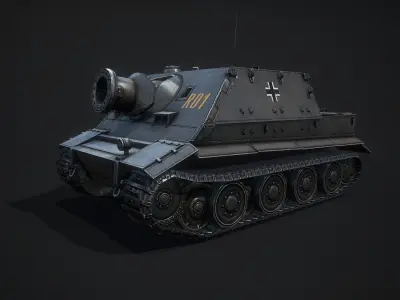 Low Poly Sturmtiger ww2 german heavy assault mortar Low-poly 3D model