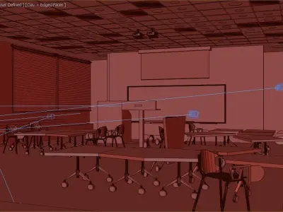 Colorful Dynamic Learning Classroom with animated roller shades 3D model