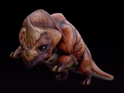 Triceratops Cartoon Rigged Monster Ride for Blender Free low-poly 3D model