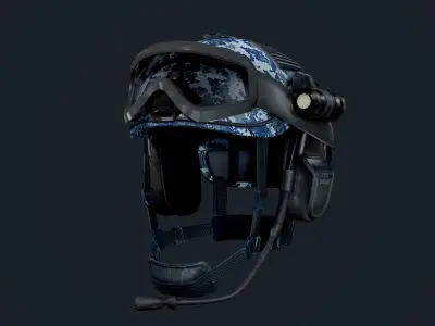 Military Helmet Navy Camo Game Ready Low-poly 3D model