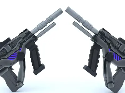 Sci-Fi Tactical Pistol Duo  Game-Ready PBR  Low-Poly Weapon Pack Low-poly 3D model