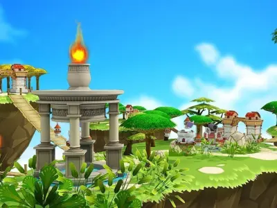 Floating Islands Low-poly 3D model