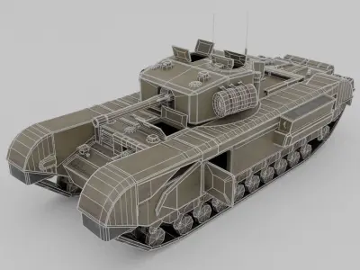 Churchill MK III Infantry Support Heavy Tank Low-poly 3D model