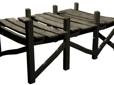 Wooden Platform Low-poly 3D model