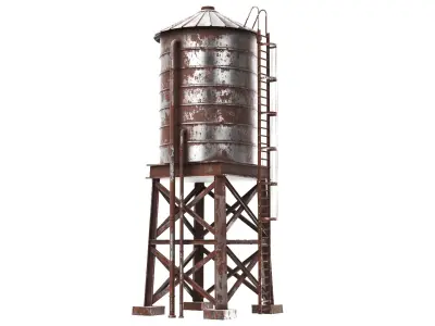 Detailed Rusted Water Tank 3D model