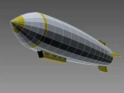 zeppelin airship flying in sky Low-poly 3D model