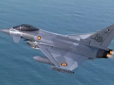 Qatar EuroFighter Typhoon Fully Rigged-High Resolution Cocpit Low-poly 3D model
