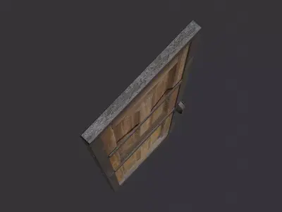 Wooden Double Frame Door Left Rustic Metal Trim Low-poly 3D model