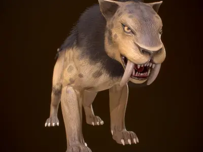 Sabertooth - Smilodon Rigged PBR  Low-poly 3D model
