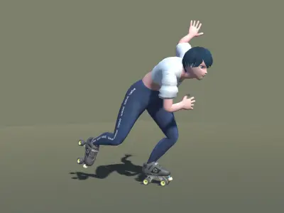 Quad Roller skaters Animations SA Low-poly 3D model