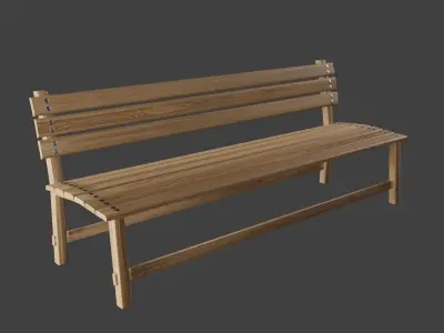 wooden bench and table Free 3D model