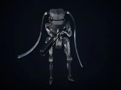 Etasphera72 robot with gun Low-poly 3D model