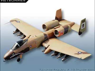 Fairchild Republic A-10 Thunderbolt Low-poly 3D model
