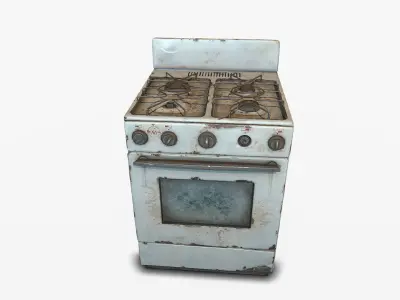 Old stove gas Low-poly 3D model
