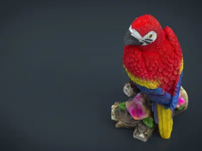 Red Parrot Low-poly 3D model