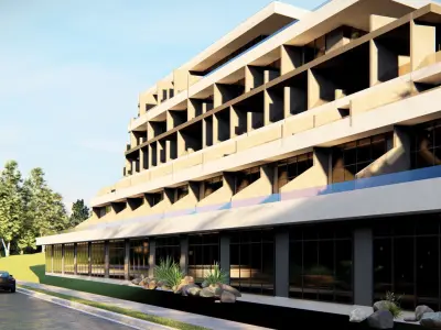 Modern Multi-Level Commercial Complex 3D Model 3D model