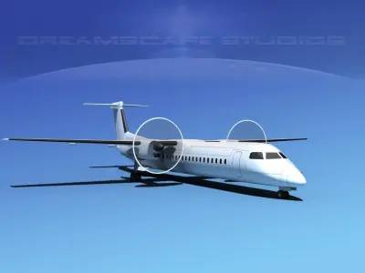 De havilland Canada DHC-8-Q400 LP SS  Low-poly 3D model