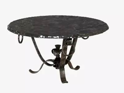 Custom made metal frame table with black basalt polished top 3D model