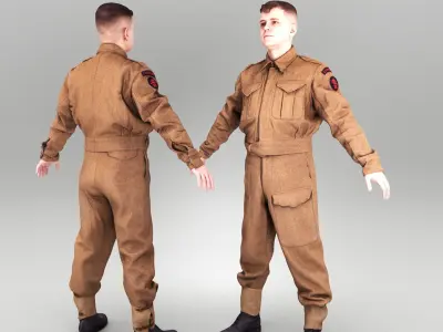 British soldier ready for animation 385 Low-poly 3D model
