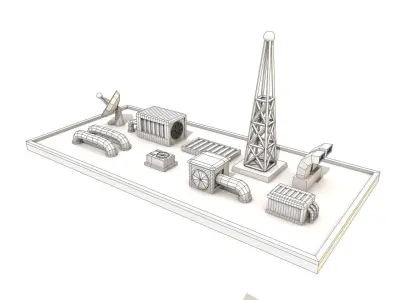 Cartoon Roof Technics Low-poly 3D model