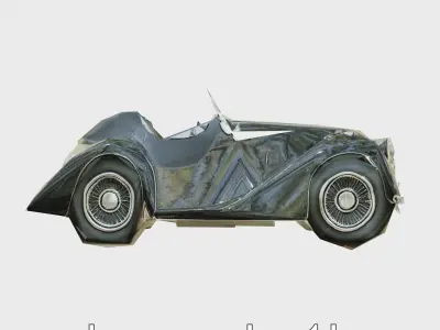 Classic Black Morgan Car with Shiny Finish Low-poly 3D model
