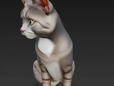 Cat Realistic 3D Model Basic - Low Poly Realistic Low-poly 3D model