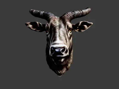 Bull Animal Head Low-poly 3D model