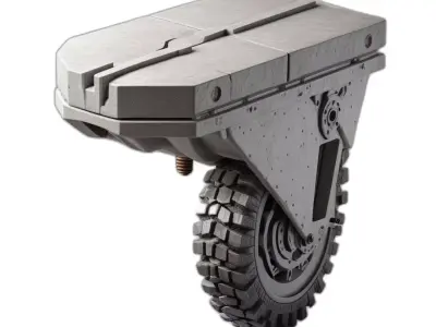 SciFi Armored Wheel Module Low-poly 3D model