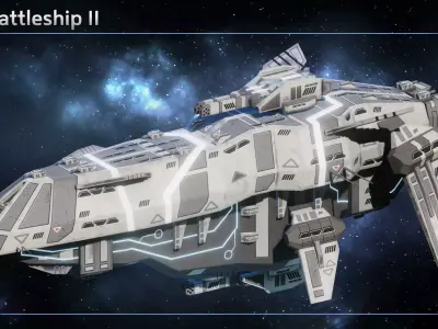 Spacehip Battleship II Low-poly 3D model