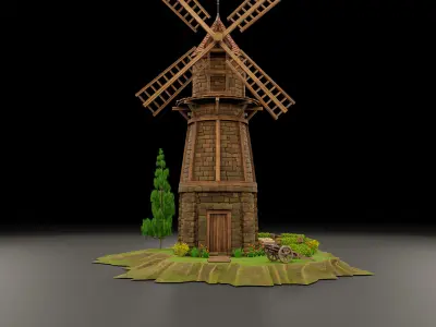 STYLIZED MEDIEVAL BUILDING 07 PRINT READY Low-poly 3D model