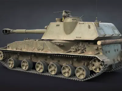 2S3 Akatsiya Self-Propelled Howitzer Game Ready Low-poly 3D model