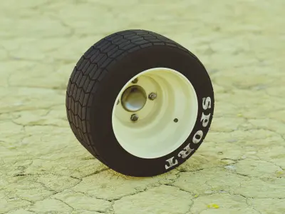 Wheel and tire for golf cart or other vehicle 3D model