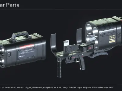 Scifi Missile Launcher MSL 889 Low-poly 3D model