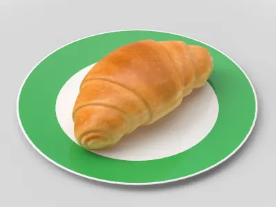 Croissant On Plate 3D model