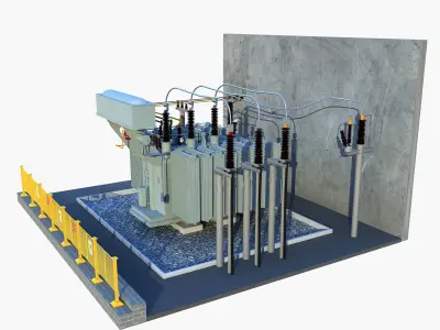 Transformer electrical with fence 3D model