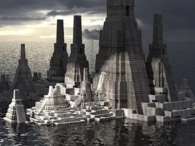 Aztec Ritual Mazes With Pyramid 5 3D model