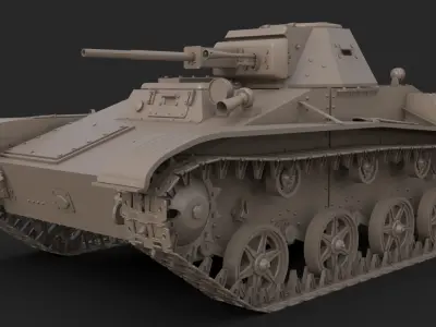Tank T 60  Clay Mental Ray 3D model