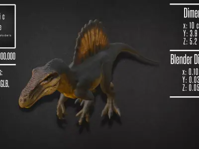 Realistic Spinosaurus Model 3D model