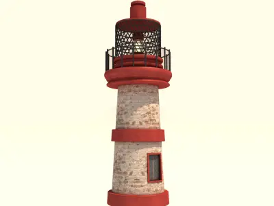 Lighthouse - Red White Design Low-poly 3D model