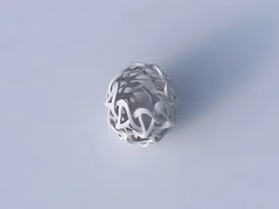 Bowl cylindrical with interlacing sharp edged lattice long ne... 3D model