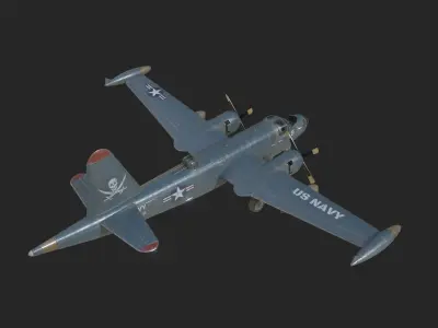 US NAVY P-2 Neptune anti-submersible aircraft Low-poly 3D model