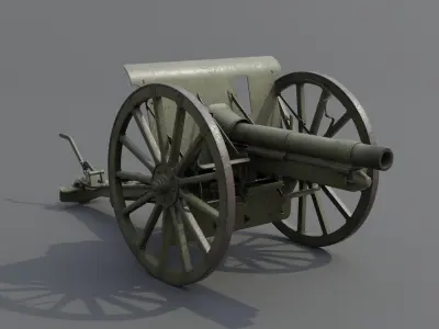 Type 38 75mm field gun Low-poly 3D model
