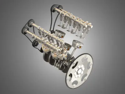 V6 Engine - 3d interior parts 3D model