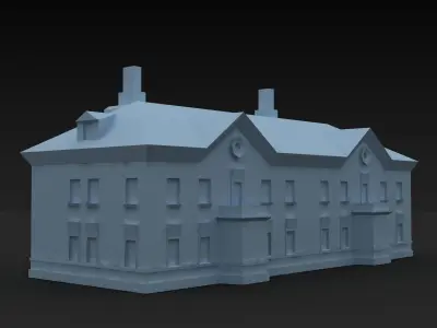 Building Lowpoly house with roof and chimney Low-poly 3D model