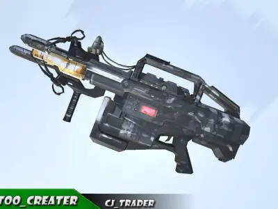 Future Sci-fi Space weapon low poly 3d model Low-poly 3D model